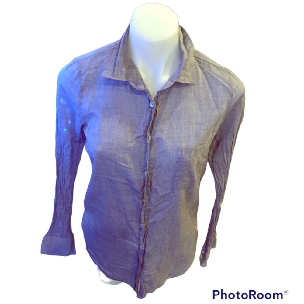 J Crew Blue Collard Button Down Long Sleeve Shirt